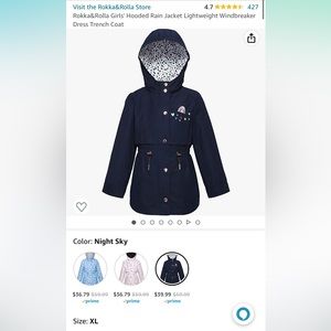 Girls rain coat. Size 14-16 (XL)